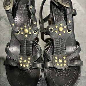 Ash Black Wedges with Gold Studs